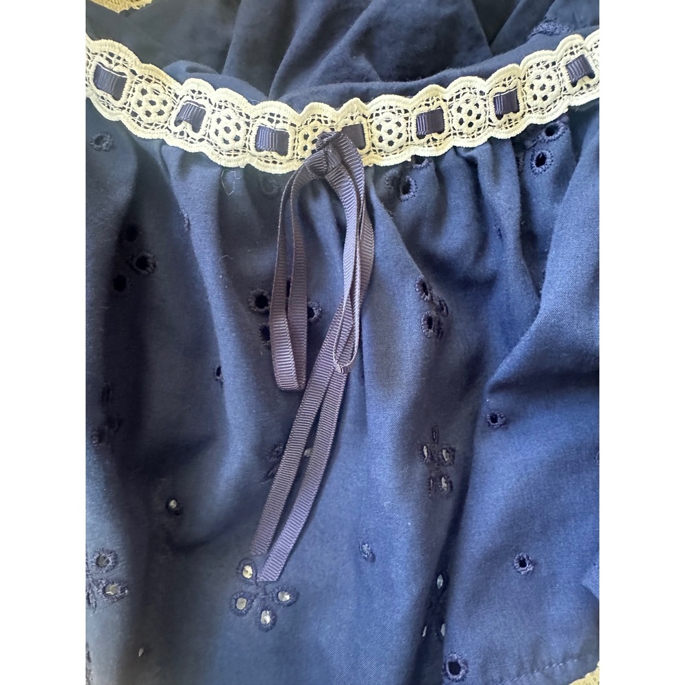 Victoria's Secret Navy Blue Eyelet Lace Trim Babydoll Camisole Crop Top Large - Picture 3 of 6